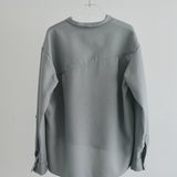 [Unisex] Linen-look Roll Up Skipper Shirt (LIGHT GRAY)