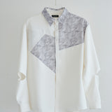 [Unisex] Print Accent Asymmetric Shirt (WHITE)