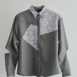 [Unisex] Print Accent Asymmetric Shirt (GRAY)