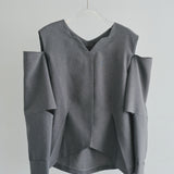Sleeve Cutting Design Blouse (GRAY)