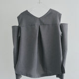 Sleeve Cutting Design Blouse (GRAY)