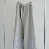 [Unisex] Print Accent Stretch Straight Pants (LIGHT GRAY)