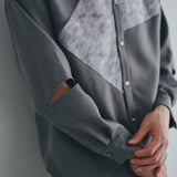 [Unisex] Print Accent Asymmetric Shirt (GRAY)