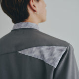 [Unisex] Print Accent Asymmetric Shirt (GRAY)