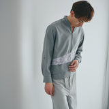 [Unisex] Linen-look Roll Up Skipper Shirt (LIGHT GRAY)