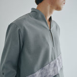 [Unisex] Linen-look Roll Up Skipper Shirt (LIGHT GRAY)