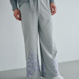 [Unisex] Print Accent Stretch Straight Pants (DARK GRAY)