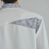 [Unisex] Print Accent Asymmetric Shirt (WHITE)