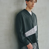 [Unisex] Linen-like Roll-up Skipper Shirt (DARK GRAY)