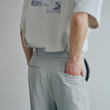 [Unisex] Print Accent Stretch Straight Pants (DARK GRAY)