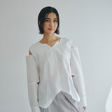 Sleeve Cutting Design Blouse (WHITE)
