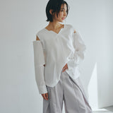 Sleeve Cutting Design Blouse (GRAY)