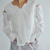 Sleeve Cutting Design Blouse (GRAY)