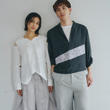 [Unisex] Linen-like Roll-up Skipper Shirt (DARK GRAY)