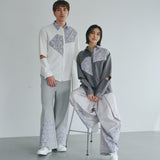 [Unisex] Print Accent Asymmetric Shirt (GRAY)