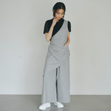 One-Shoulder Drape Twill Pants (LIGHT GRAY)