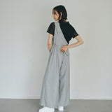 One-Shoulder Drape Twill Pants (LIGHT GRAY)