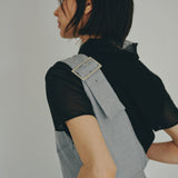 One-Shoulder Drape Twill Pants (LIGHT GRAY)