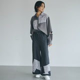 [Unisex] Print Accent Asymmetric Shirt (GRAY)