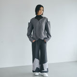 Sleeve Cutting Design Blouse (GRAY)
