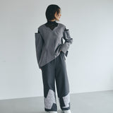 Sleeve Cutting Design Blouse (GRAY)