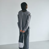 Sleeve Cutting Design Blouse (GRAY)
