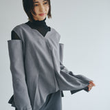 Sleeve Cutting Design Blouse (GRAY)