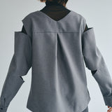 Sleeve Cutting Design Blouse (GRAY)