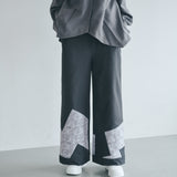 [Unisex] Print Accent Stretch Straight Pants (DARK GRAY)