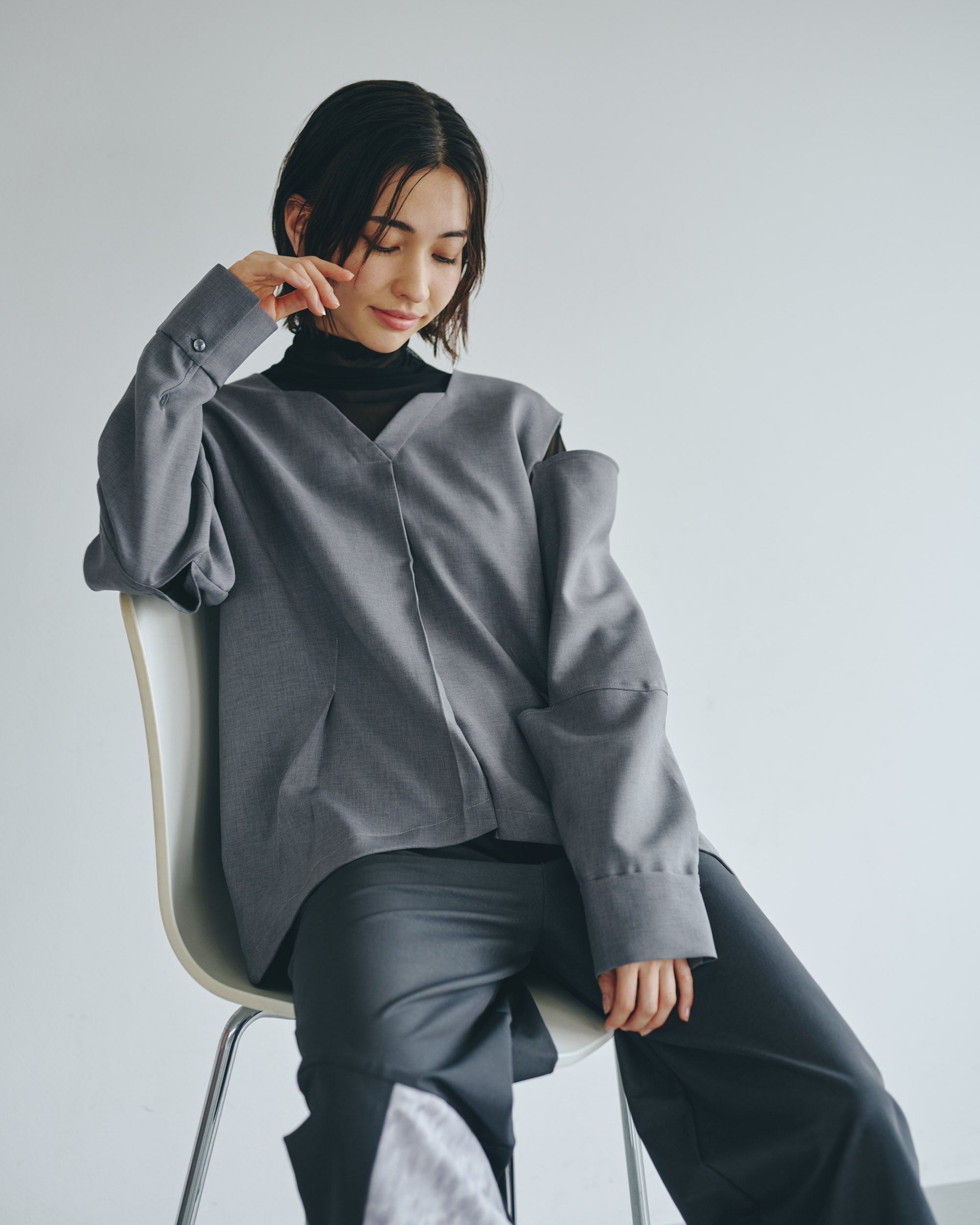 最終値下げ！lawgy sleeve design blouse LENO CLOTH HALF SLEEVE BOX SHIRT(S Khaki): Y's｜THE SHOP YOHJI