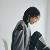 Sleeve Cutting Design Blouse (GRAY)