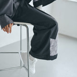 [Unisex] Print Accent Stretch Straight Pants (DARK GRAY)