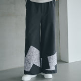 [Unisex] Print Accent Stretch Straight Pants (DARK GRAY)