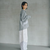 [Unisex] Linen-look Roll Up Skipper Shirt (LIGHT GRAY)