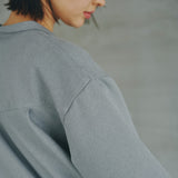 [Unisex] Linen-look Roll Up Skipper Shirt (LIGHT GRAY)