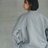 [Unisex] Linen-like Roll-up Skipper Shirt (DARK GRAY)
