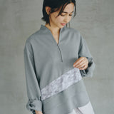 [Unisex] Linen-like Roll-up Skipper Shirt (DARK GRAY)