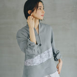 [Unisex] Linen-look Roll Up Skipper Shirt (LIGHT GRAY)