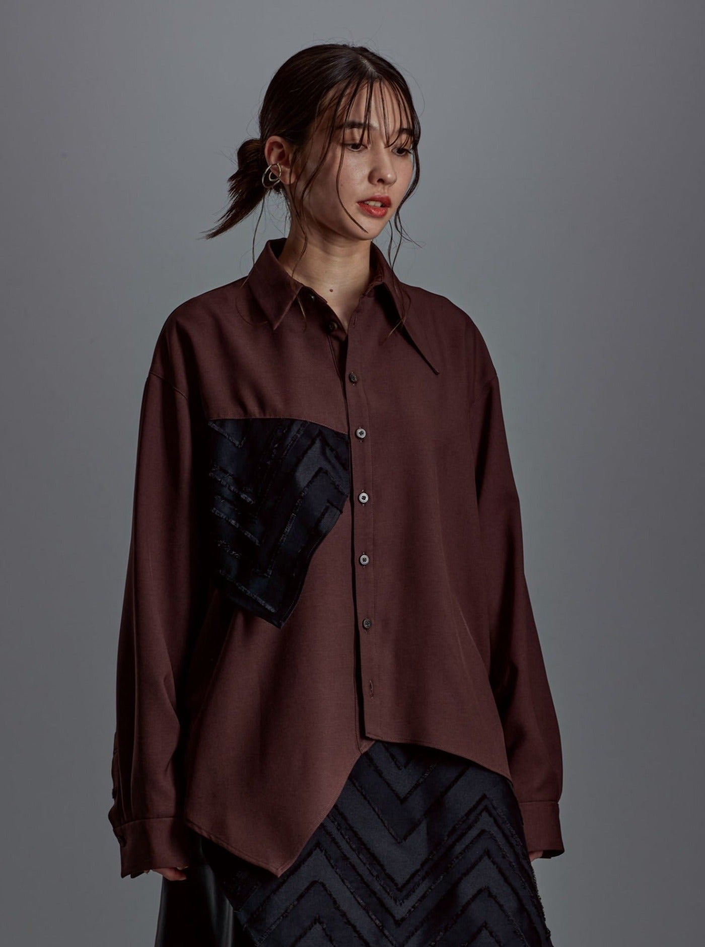 Asymmetric Jacquard Big Shirt