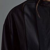 [Unisex] Synthetic Leather & Mesh Accented Shirt (BLACK)