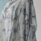 [Unisex] Design Sleeve Printed Shirt (BLUE-GRAY)