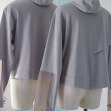 [Unisex] Sheer Cut Sleeve Zip Pullover