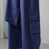 [Unisex] Layered Cotton Cargo Pants (NAVY)
