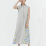 Asymmetric Printed Hem Dress (GREIGE)