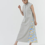 Asymmetric Printed Hem Dress (GREIGE)